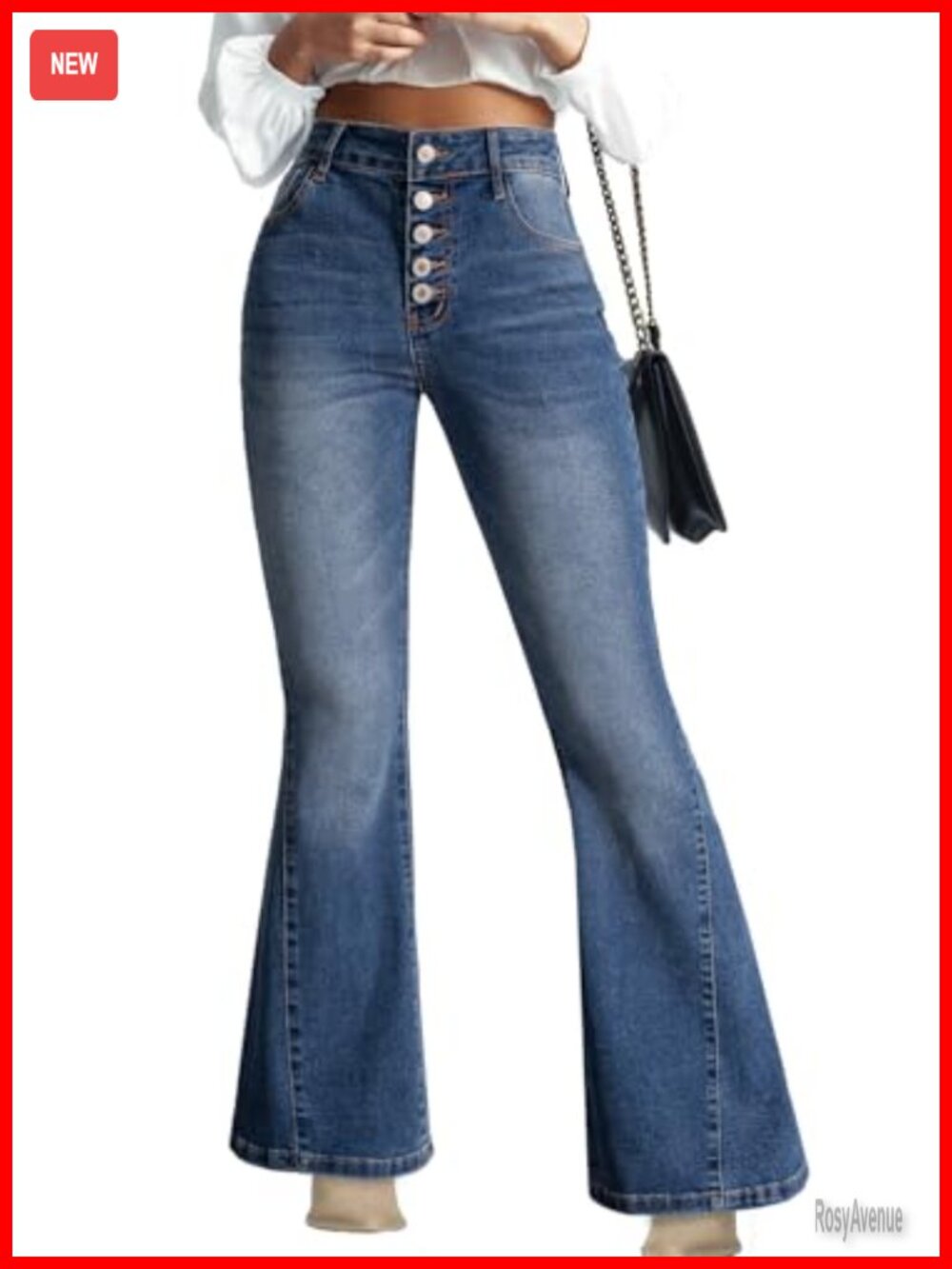 Sidefeel Flare Jeans High Waisted Stretchy Bell Bottom Side Seam Denim Pants
